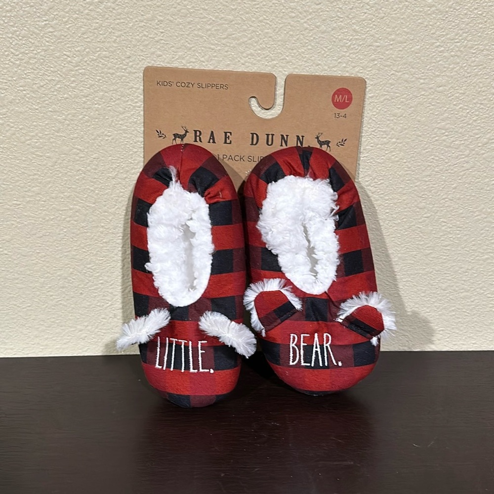 NWT Rae Dunn size 13-4 Little Bear kids slippers